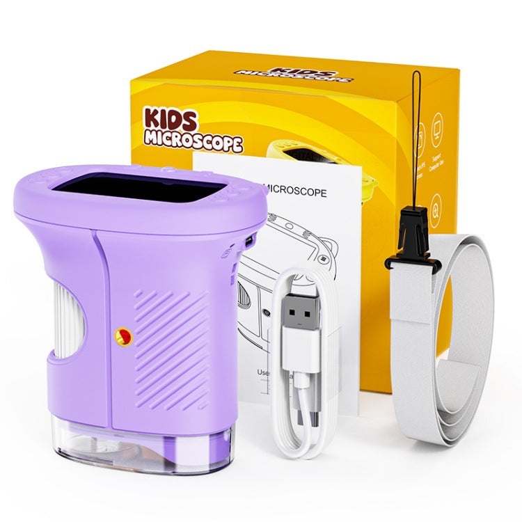 Kids Digital Microscope with Built-In Screen - Rechargeable, No Setup, Includes 32GB SD Card