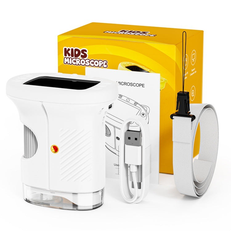 Kids Digital Microscope with Built-In Screen - Rechargeable, No Setup, Includes 32GB SD Card