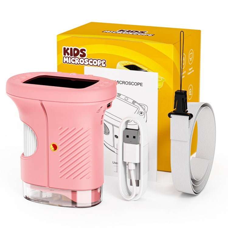 Kids Digital Microscope with Built-In Screen - Rechargeable, No Setup, Includes 32GB SD Card